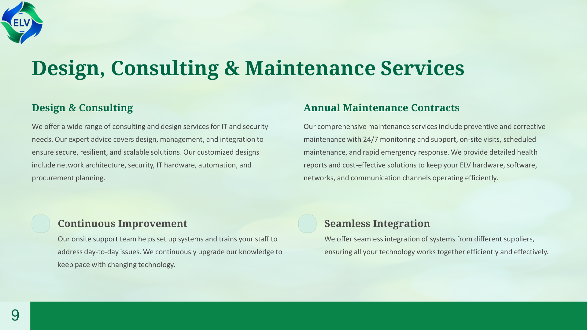 Design, Consulting & Maintenance Services - Elvaratech